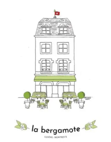 La Bergamote — hand-drawn façade of the salon on Rue d'Enfer